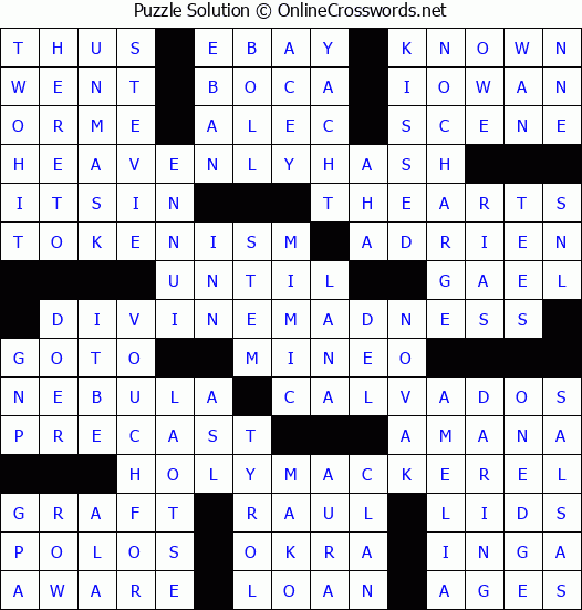Solution for Crossword Puzzle #897