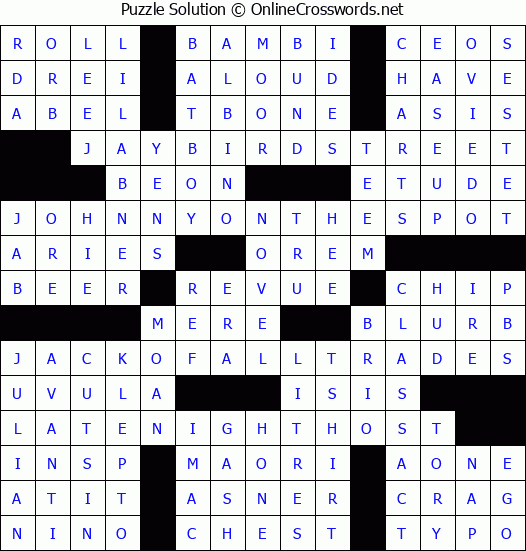 Solution for Crossword Puzzle #9161