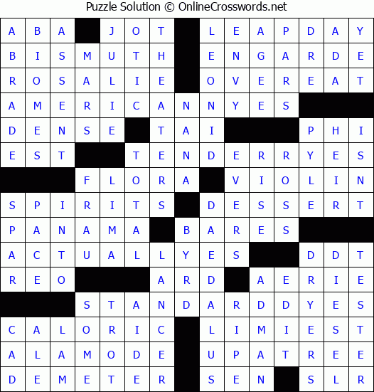 Solution for Crossword Puzzle #9192