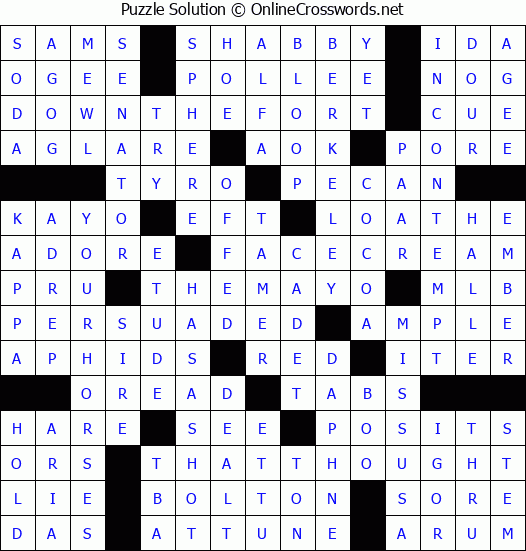 Solution for Crossword Puzzle #9216