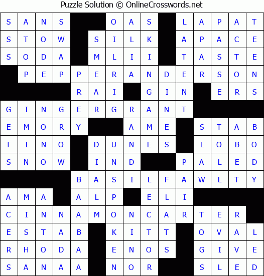 Solution for Crossword Puzzle #9231