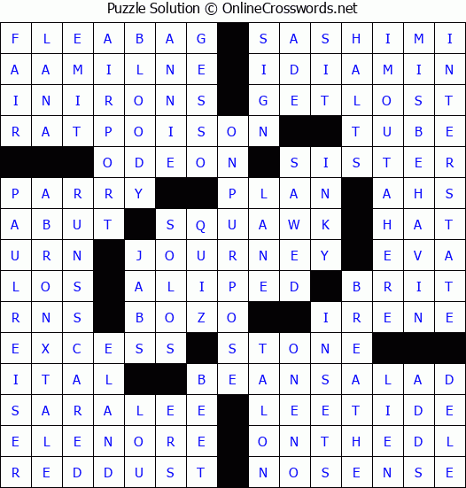 Solution for Crossword Puzzle #9241