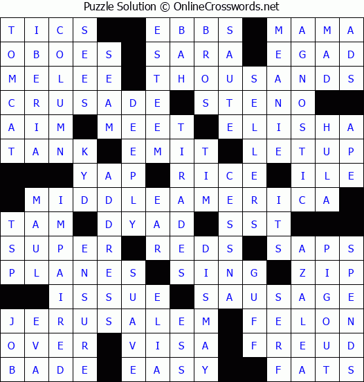 Solution for Crossword Puzzle #9249