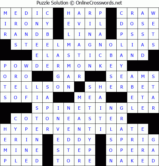 Solution for Crossword Puzzle #9282