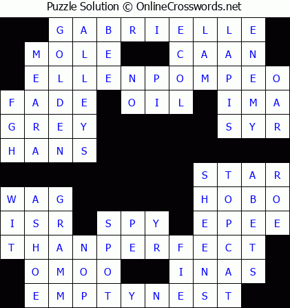 Solution for Crossword Puzzle #9283