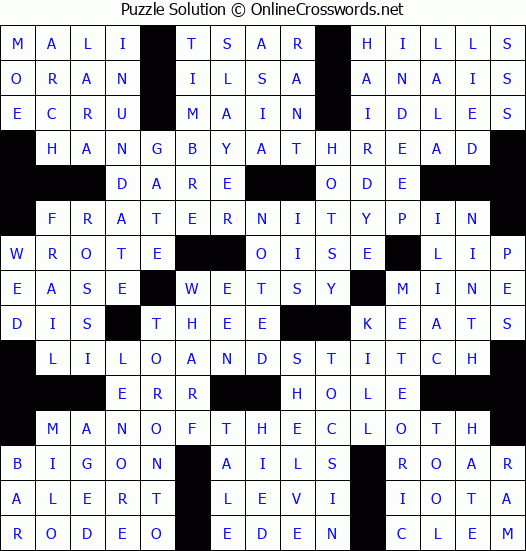 Solution for Crossword Puzzle #9304