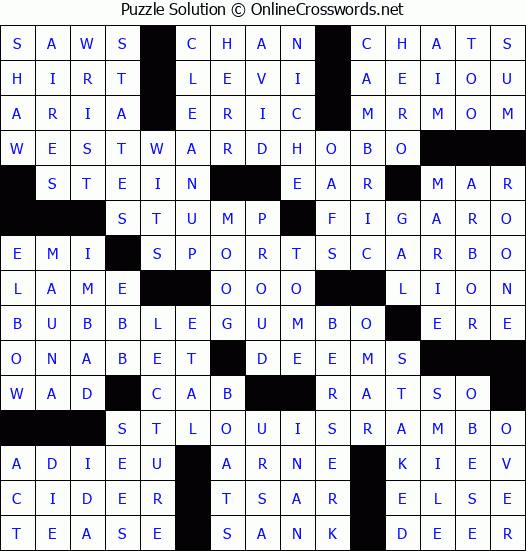 Solution for Crossword Puzzle #9323