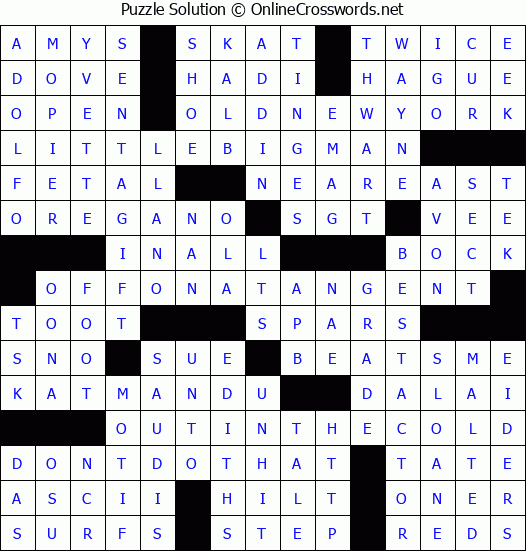 Solution for Crossword Puzzle #9336