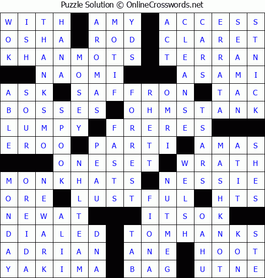 Solution for Crossword Puzzle #9342