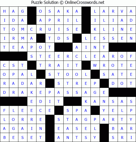 Solution for Crossword Puzzle #9348
