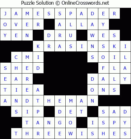 Solution for Crossword Puzzle #9365