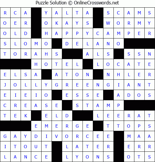 Solution for Crossword Puzzle #9372