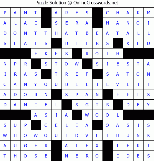 Solution for Crossword Puzzle #9378