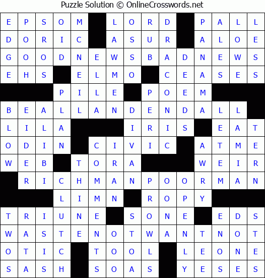Solution for Crossword Puzzle #9387