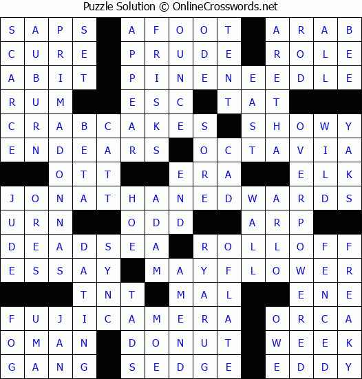 Solution for Crossword Puzzle 1020