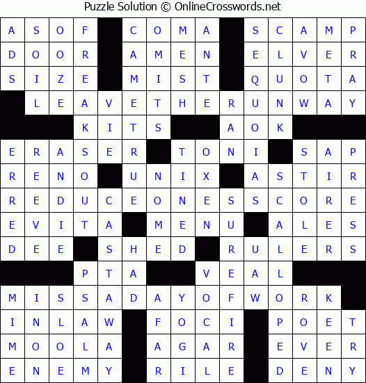 Solution for Crossword Puzzle #1034