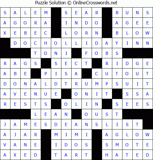 Solution for Crossword Puzzle #1047
