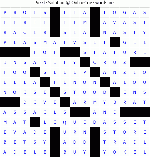 Solution for Crossword Puzzle #1051