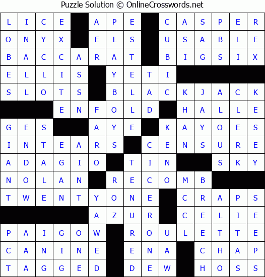 Solution for Crossword Puzzle #1110