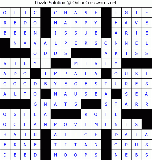Solution for Crossword Puzzle #1113