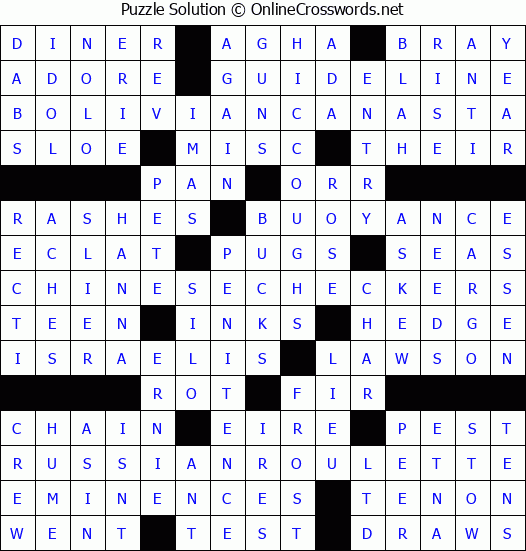 Solution for Crossword Puzzle #1131