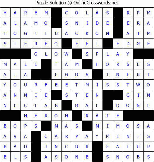 Solution for Crossword Puzzle #1147