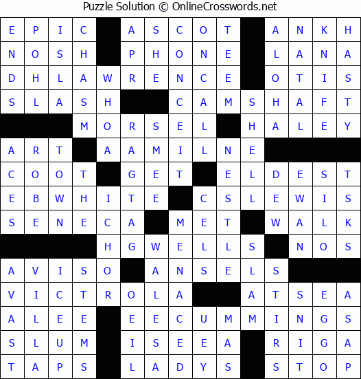 Solution for Crossword Puzzle #1158
