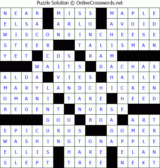Solution for Crossword Puzzle #1162
