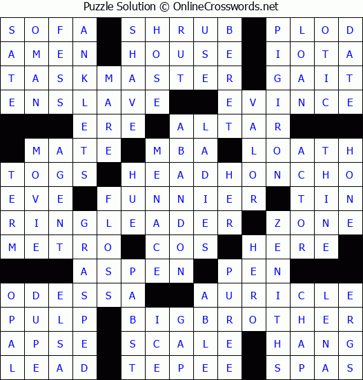 Solution for Crossword Puzzle #1174