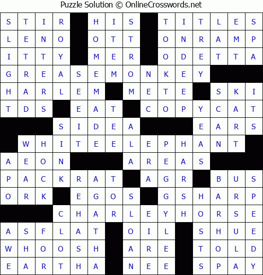 Solution for Crossword Puzzle #1210