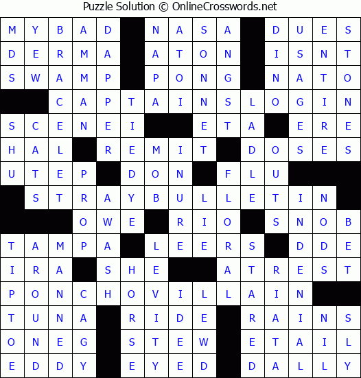Solution for Crossword Puzzle #1215