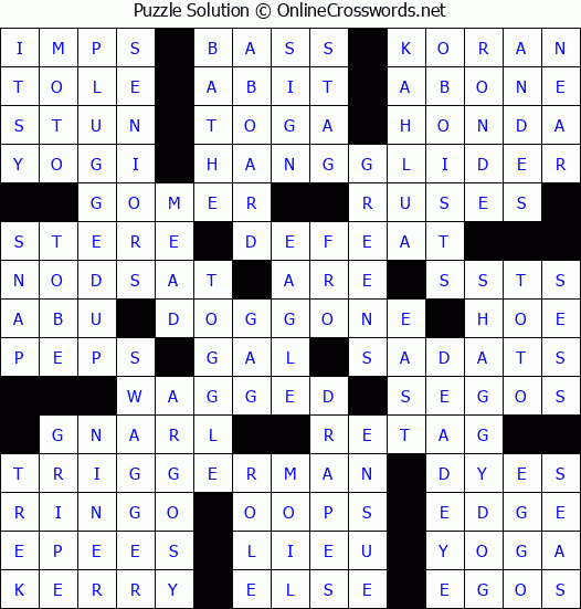 Solution for Crossword Puzzle #1228