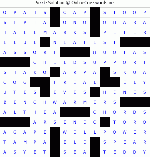 Solution for Crossword Puzzle #1260