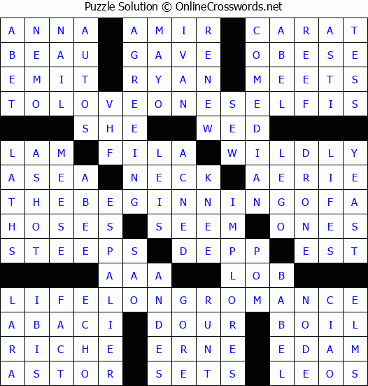 Solution for Crossword Puzzle #1294