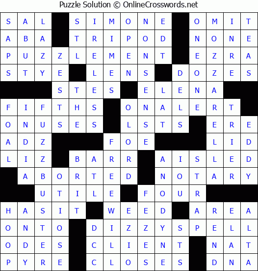 Solution for Crossword Puzzle #1297