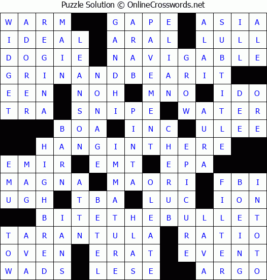 Solution for Crossword Puzzle #1314