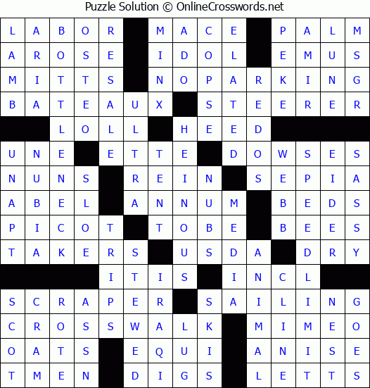 Solution for Crossword Puzzle #1332