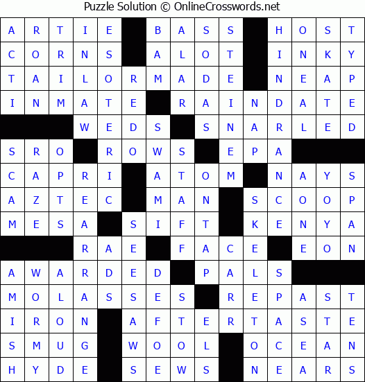 Solution for Crossword Puzzle #1345