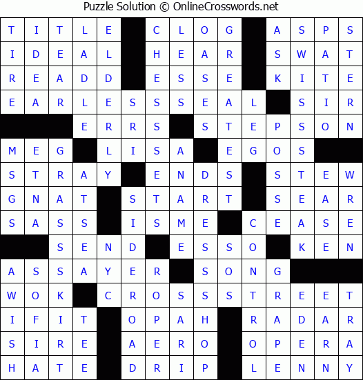 Solution for Crossword Puzzle #136
