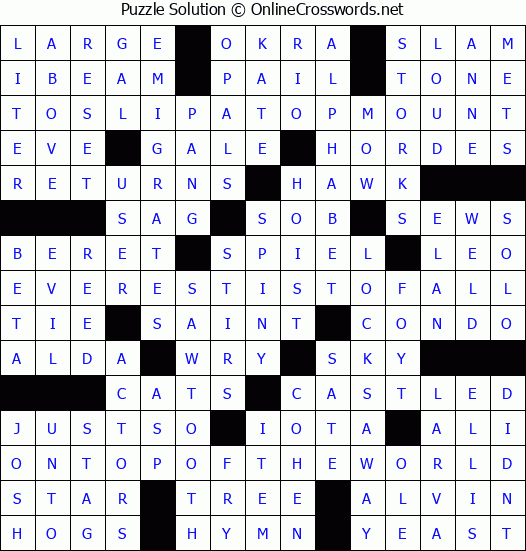 Solution for Crossword Puzzle #1360