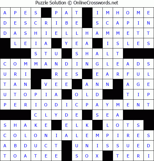 Solution for Crossword Puzzle #1381