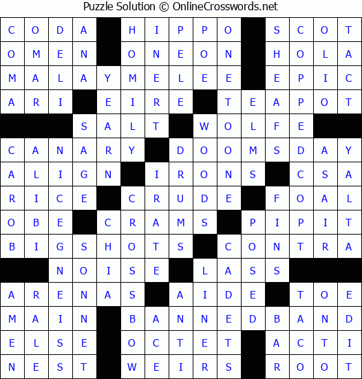 Solution for Crossword Puzzle #1383