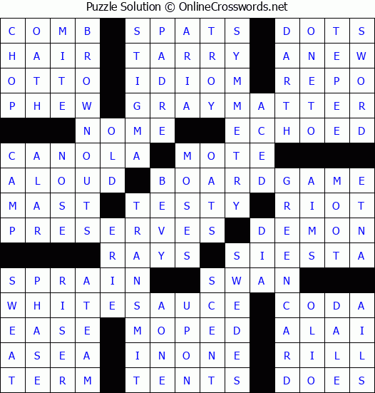 Solution for Crossword Puzzle #1397