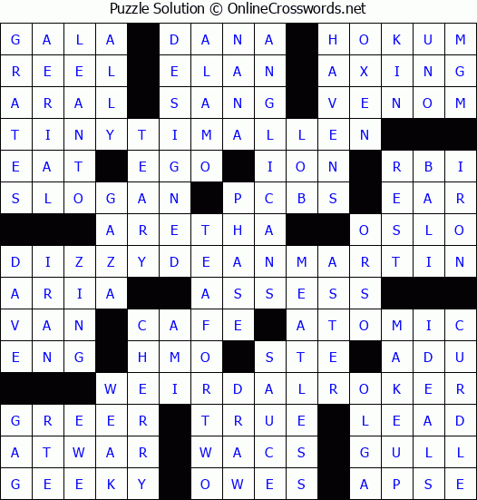 Solution for Crossword Puzzle #1451