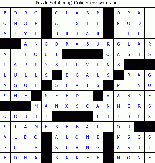 Solution for Crossword Puzzle #1462