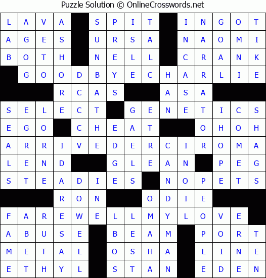 Solution for Crossword Puzzle #1609