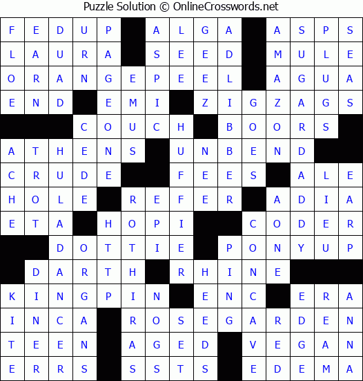 Solution for Crossword Puzzle #1682
