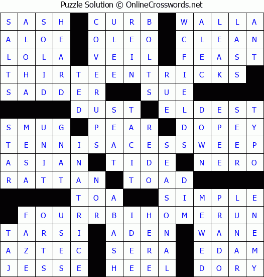 Solution for Crossword Puzzle #1702