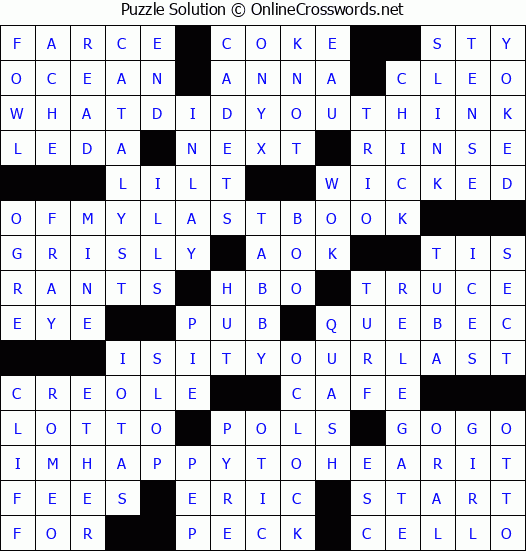 Solution for Crossword Puzzle #1874