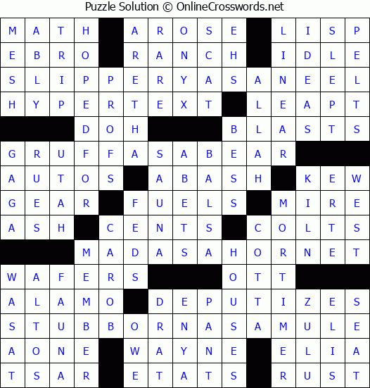 Solution for Crossword Puzzle #1887